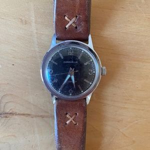 Vintage Caravelle Wind-Up Watch w/ Throne Brown Leather Wristband